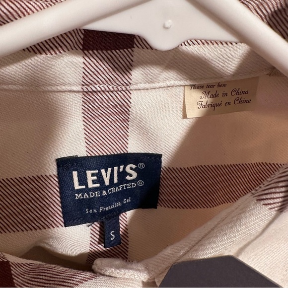 NWT Levi's Made&Crafted WINTER KAFTAN OffWhite Cherry Plaid Heavy Tiered Lined S - Picture 6 of 16